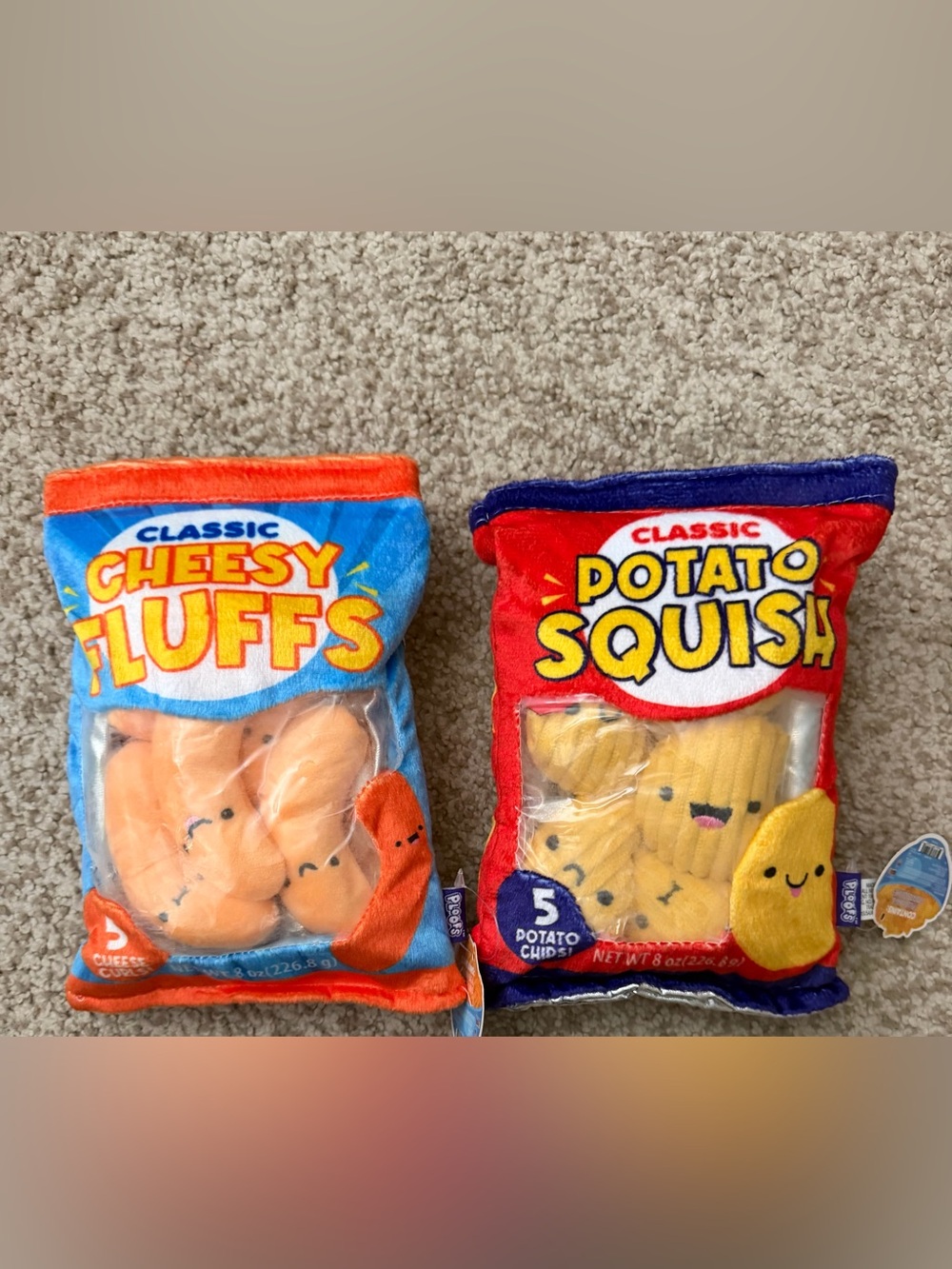 Classic Cheesy Fluffs & Potato Squish Plush Snack Toys - Orange & Yellow